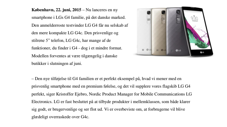 KOMPAKT OG STILREN LG G4C HAR SIN DEBUT PÅ DET DANSKE MARKED 