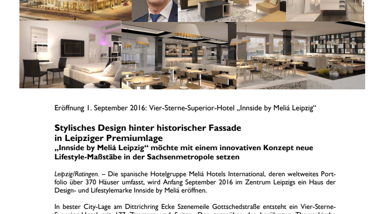 Pressemitteilung zur Eröffnung des Innside by Meliá-Hotels in Leipzig
