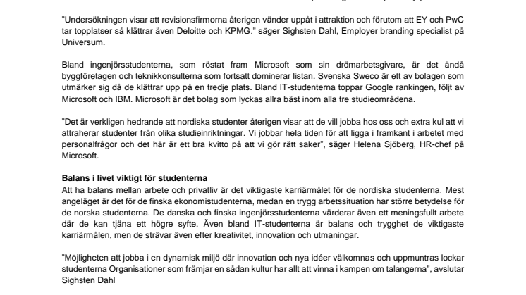 Nordens mest attraktiva arbetsgivare - Microsoft, EY och Google vinner kampen om de nordiska studenterna