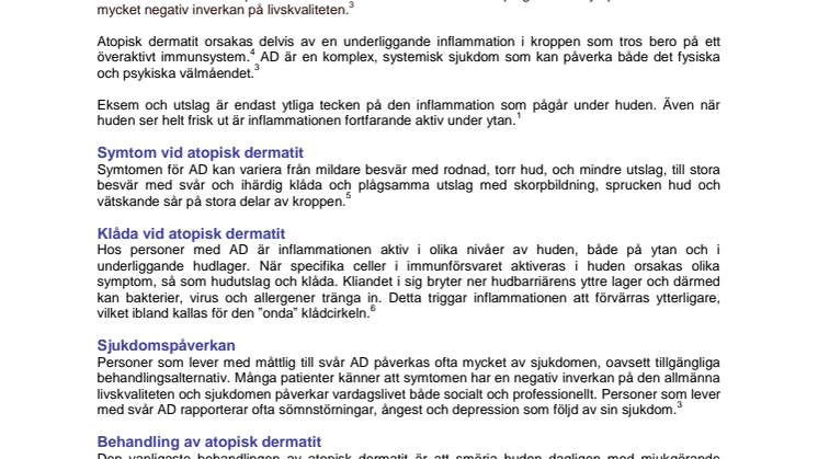 Atopisk dermatit bakgrundsinformation