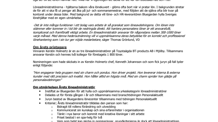Årets Löneadministratör utsedd