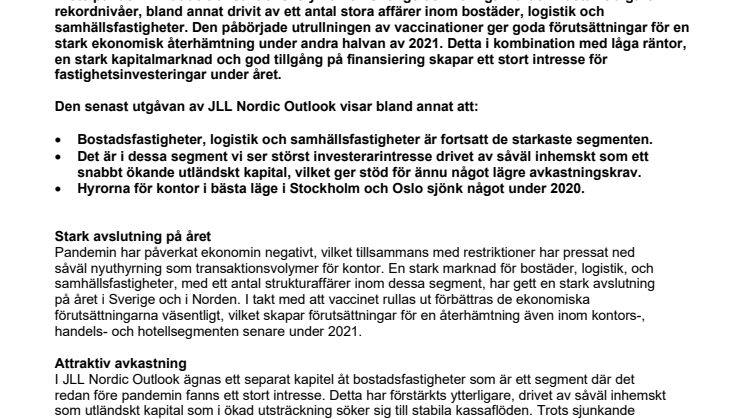 Stark avslutning på 2020 och positiva utsikter inför 2021