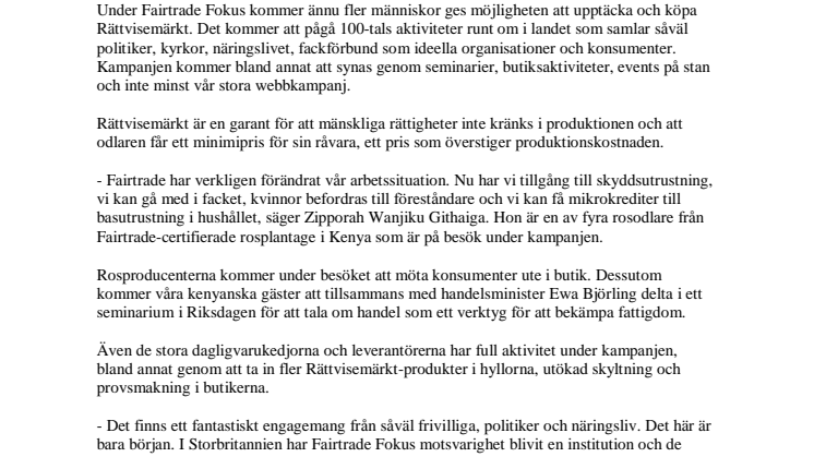 Fairtrade Fokus - Rättvisemärkts största kampanj någonsin