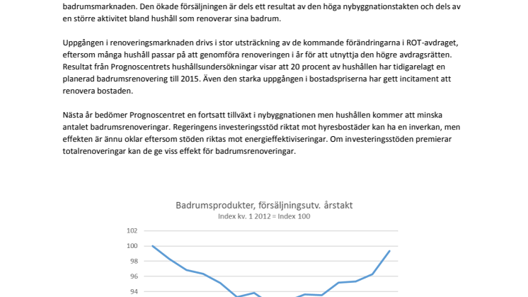 Tydlig uppgång i försäljning av badrumsprodukter