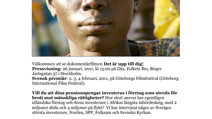 Pressinbjudan: Det är upp till dig - en film av Maj Wechselmann