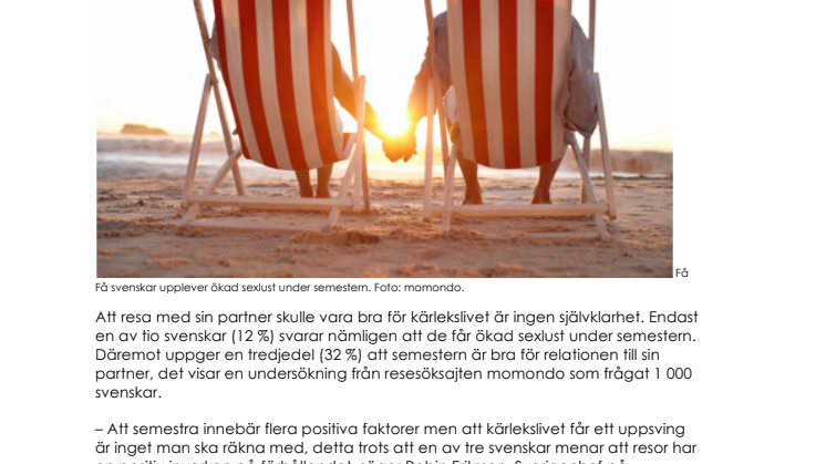 Få upplever ökad sexlust på semestern