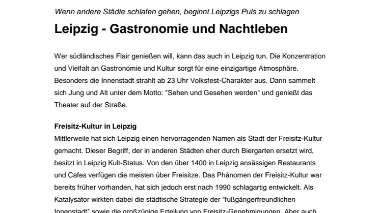 Leipzig - Gastronomie und Nachtleben