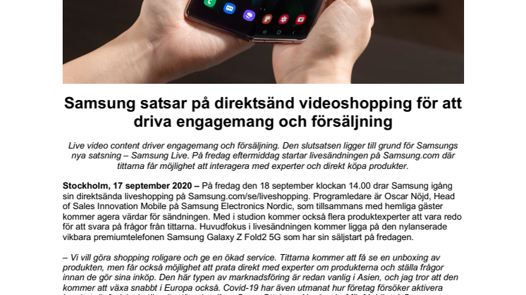 Samsung satsar på direktsänd videoshopping för att driva engagemang och försäljning
