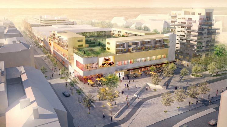 Galleria Boulevard Kristianstad med torg och busshållplats