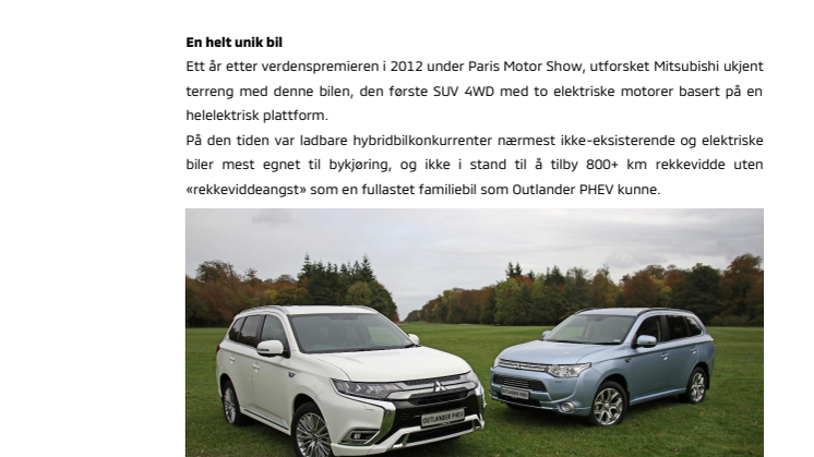 Mitsubishi Outlander PHEV. Fem år på rad foran – og fortsatt først