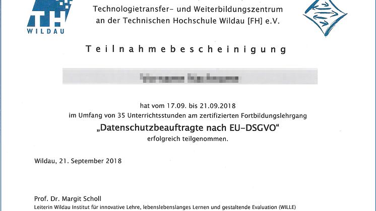 Datenschutzbeauftragte in öffentlichen Verwaltungen: Zertifizierter Fortbildungslehrgang an der TH Wildau