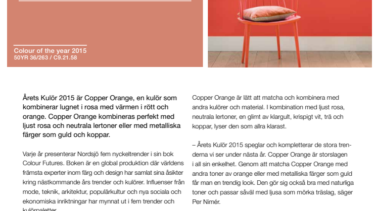 Nordsjö presenterar Årets Kulör 2015 – Copper Orange
