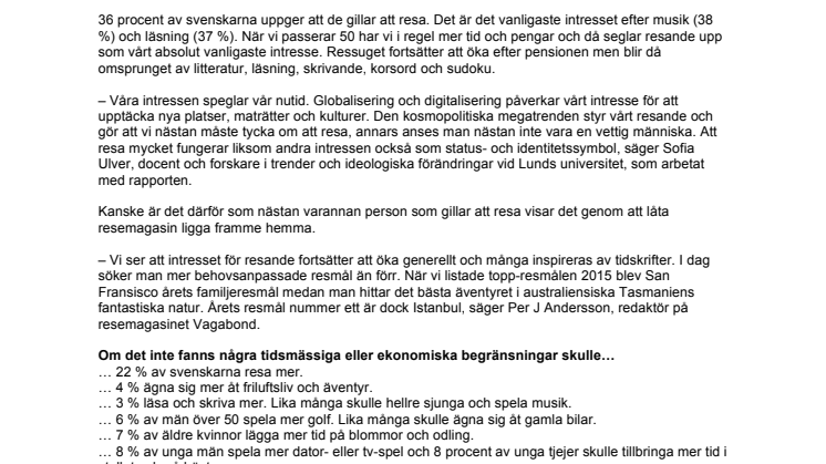 Svenskarnas dröm: att resa obegränsat