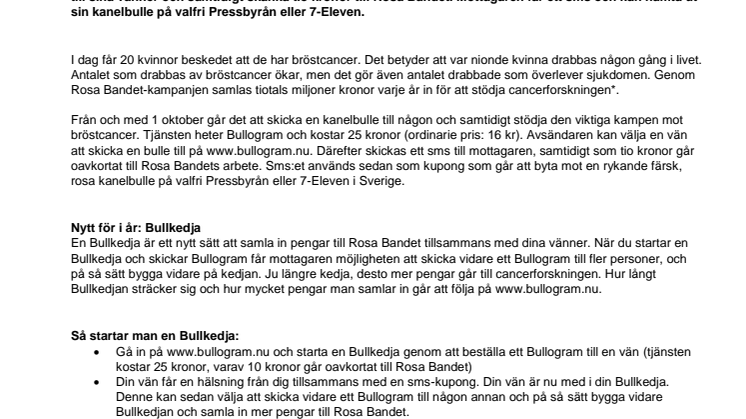 Bullogram – sms:a en rosa kanelbulle och stöd Rosa Bandet