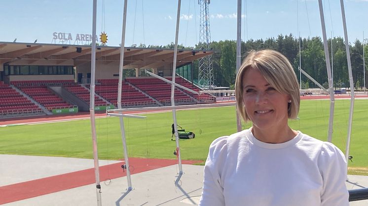 Maria Busk Madland vid Sola Arena i Karlstad
