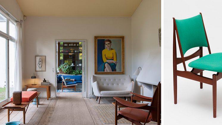 Interior from Finn Juhl’s home in Ordrup and Egyptian chair by Finn Juhl. Photo: Anna Danielsson and Anders Sune Berg.
