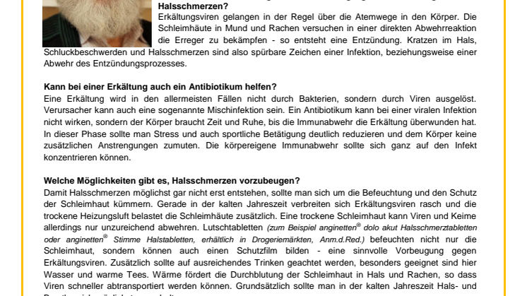Was hilft bei Halsschmerzen? Erkältungssymptom Halsschmerz verstehen und vorbeugen