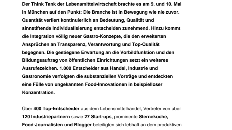 Symposium 2019: 1.000 Teilnehmer erleben Wake-up-Call mit mutigen Gastronomie-Konzepten und neuer Wertschätzung 