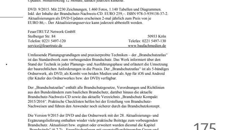 Brandschutzatlas, Stand 9/2015