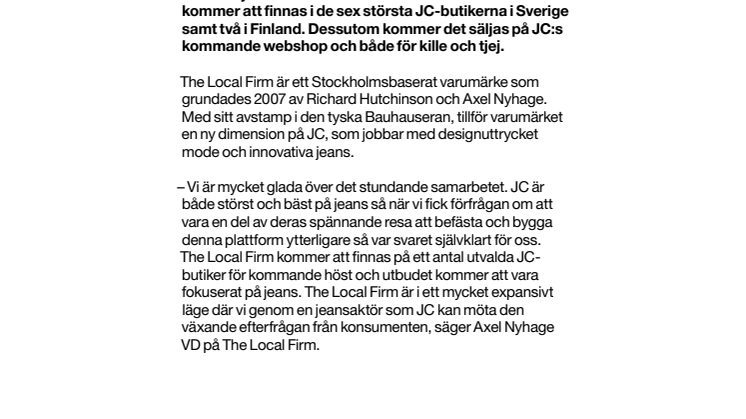 JC Jeans & Clothes i samarbete med The Local Firm