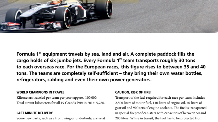DHL — Formula 1® fact sheet