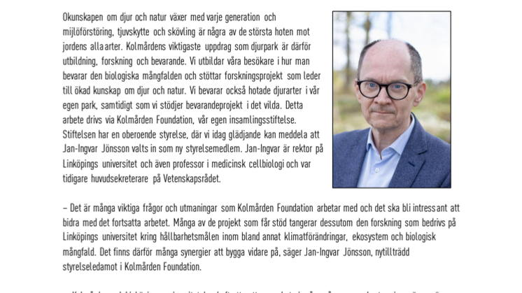 Jan-Ingvar Jönsson invald i styrelsen för Kolmården Foundation