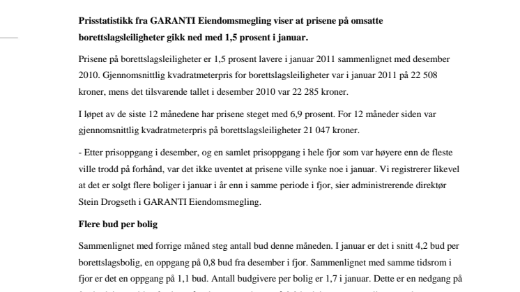 Prisnedgang i januar