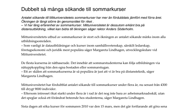 Dubbelt så många sökande till sommarkurser