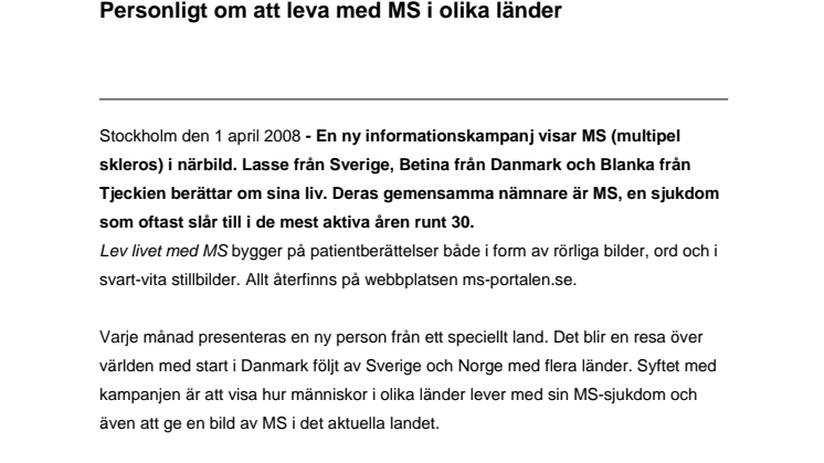 Personligt om att leva med MS i olika länder
