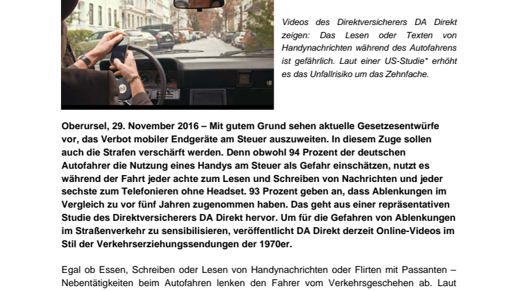 DA Direkt sensibilisiert für Ablenkung im Straßenverkehr