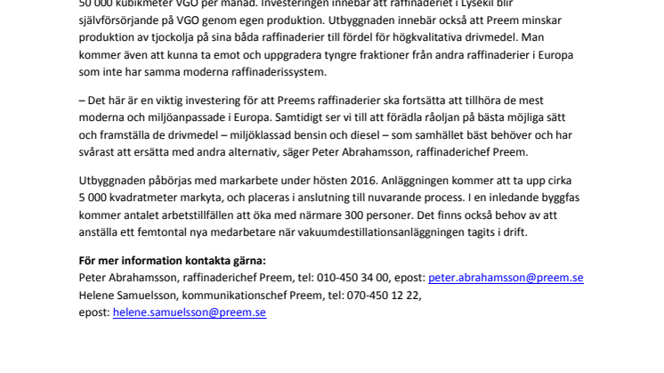 Miljardinvestering i Lysekil minskar Preems importberoende