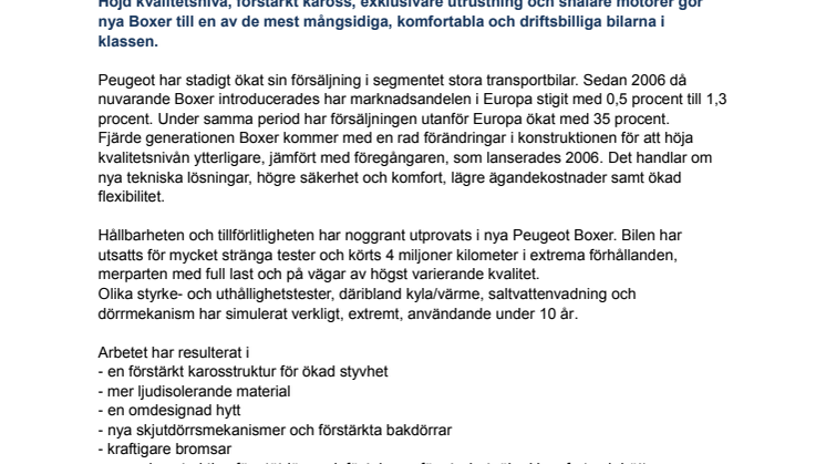 Nya Peugeot Boxer – när kvalitet avgör