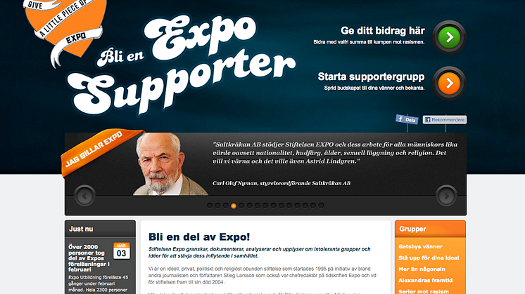 Högt ställd säkerhet på exposupporter.se