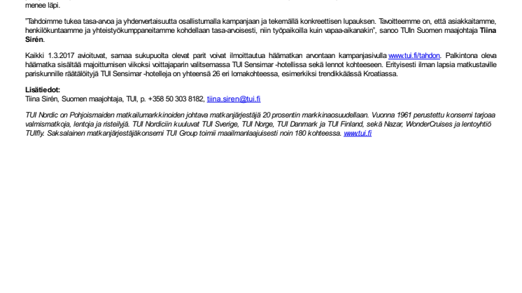 TUI lennättää 1. maaliskuuta naimisiin menevän, samaa sukupuolta olevan parin häämatkalle