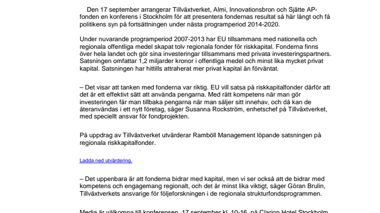EU-pengar till regionalt riskkapital ger effekter