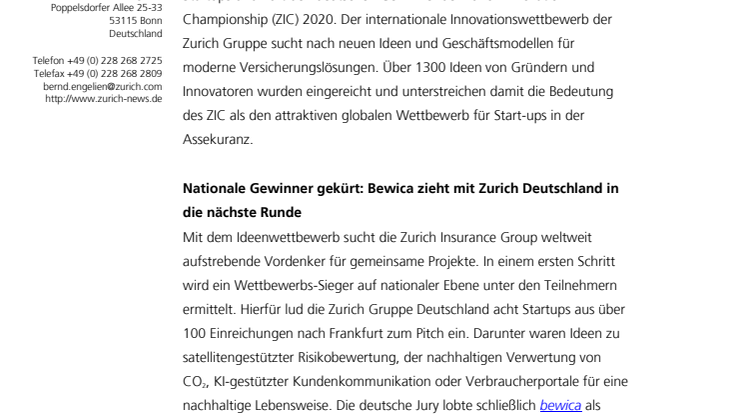 Zurich fördert frische Ideen für die Versicherung der Zukunft
