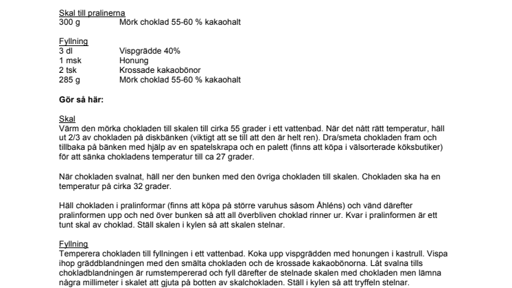 Recept - Chokladpralin