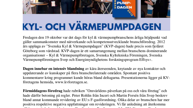 Kyl & Värmepumpdagen 2012