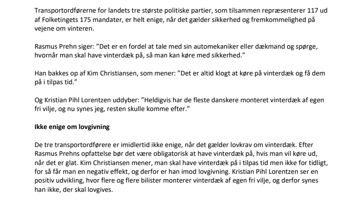 Politikerne: Vinterdæk på nu