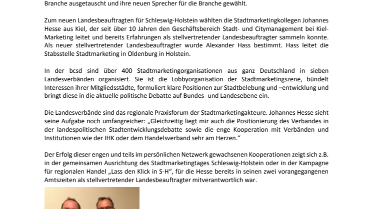 Neuer Stadtmarketing-Landesbeauftragter für Schleswig-Holstein kommt von Kiel-Marketing