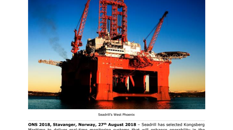 Kongsberg Maritime: Real-time monitoring system set to increase operational availability for two Seadrill semi-submersibles
