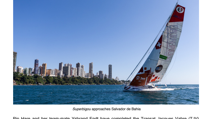 Pip Hare completes Transat Jacques Vabre with a nail-biting finish