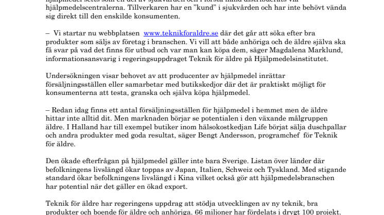 Bra produkter för äldre - en växande marknad