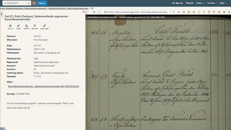 Generalmönsterrullorna från Södermanlands regemente nu sökbara