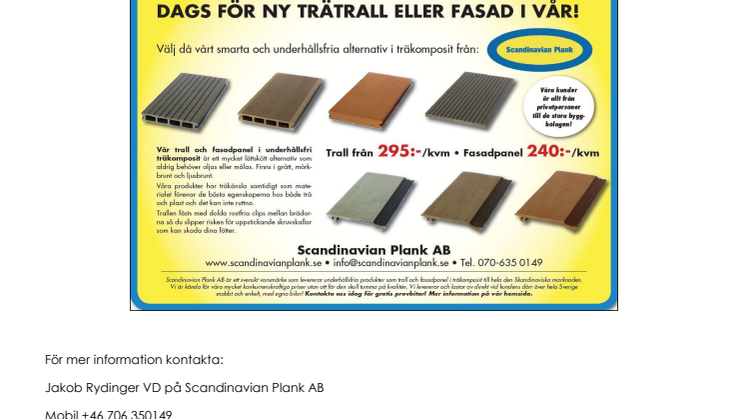 Ny annons för träkomposittrall och fasadpanel från Scandinavian Plank!