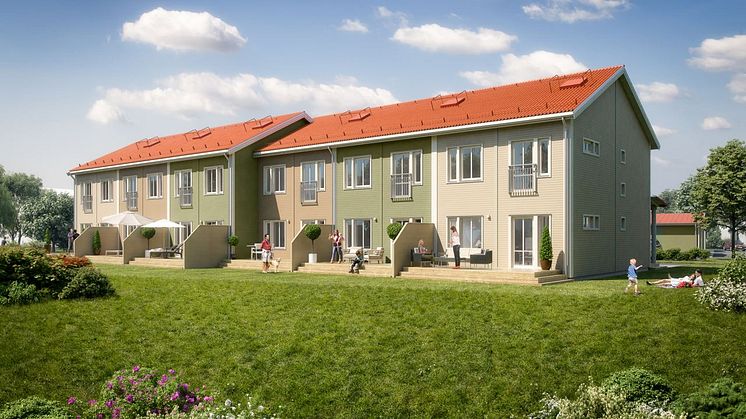 Brf Vinterängen - 3D-bild av baksidan. 