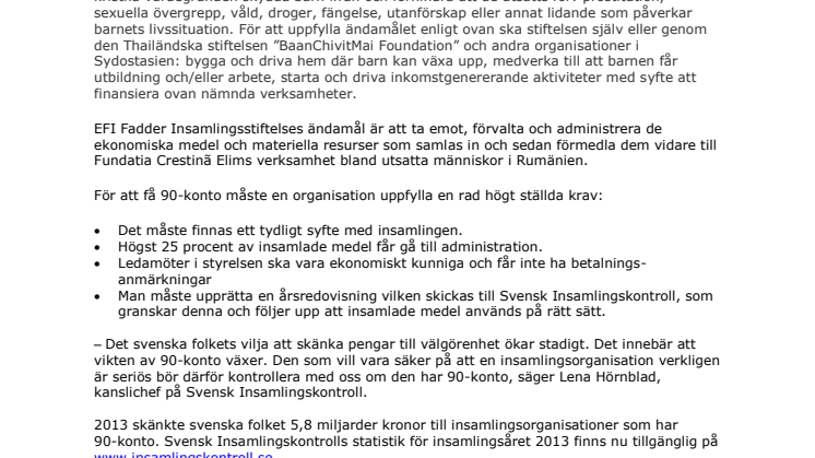 Två nya insamlingsorganisationer har beviljats 90-konto