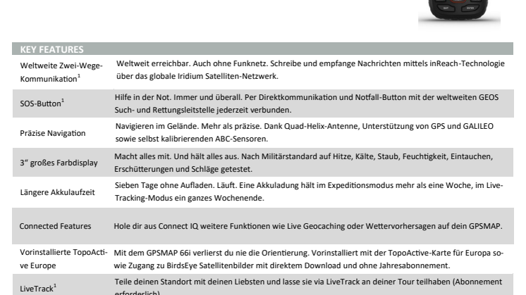 Datenblatt Garmin  GPSMAP 66i