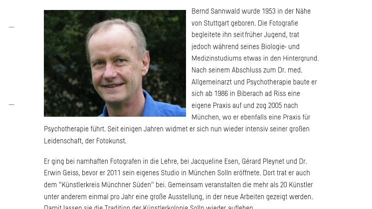 Biographie Bernd Sannwald | Kunstfotograf aus München
