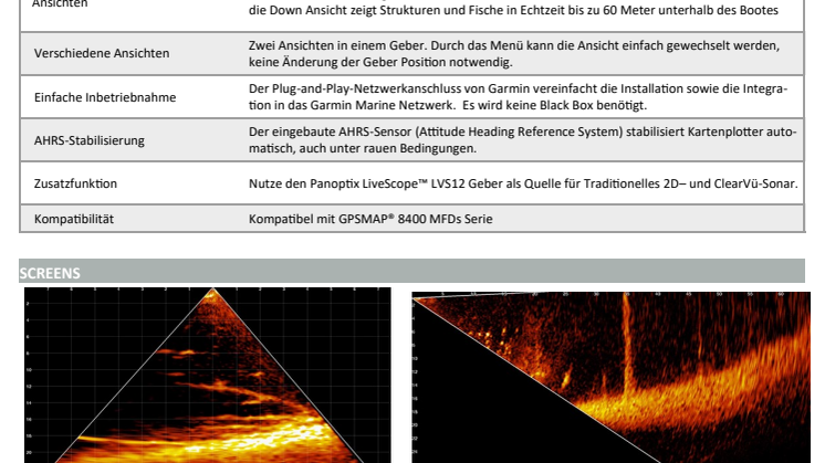 Datenblatt Garmin Panoptix LiveScope LVS12